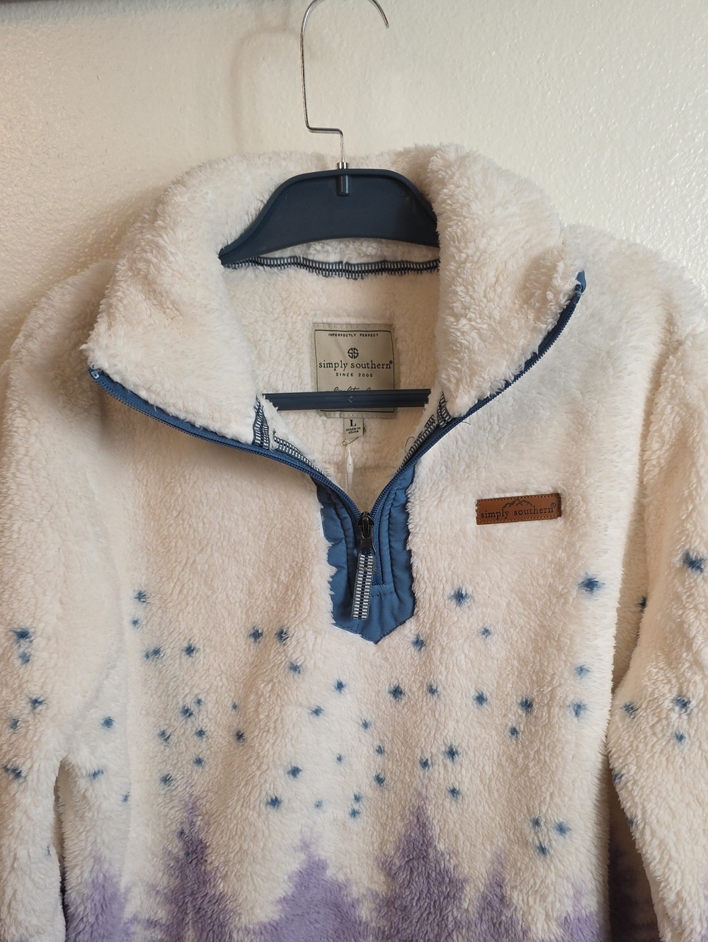 Simply Southern Sherpa Pullover Large Forest Print Quarter Zip Fleece NWT - Picture 6 of 13